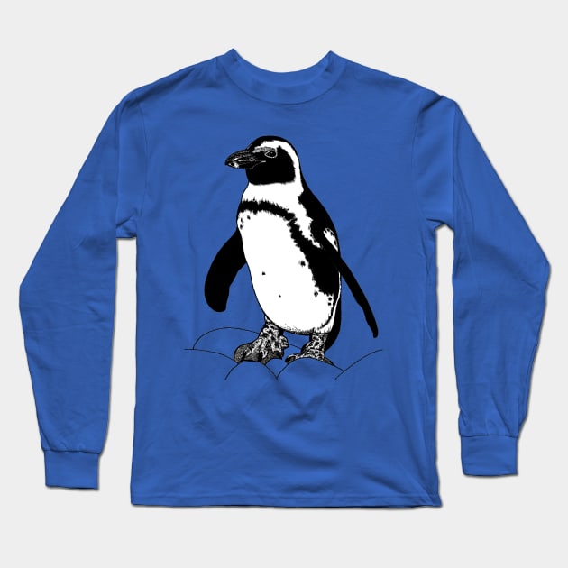 African penguin illustration Long Sleeve T-Shirt by lorendowding